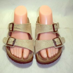 Birkenstock Papillio Beige Canvas 2 Strap Sandal